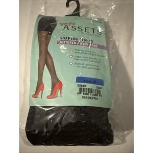 Assets By Spanx Shaping Tights Textured Wish Bone Black Size 4  180-220 lbs  M25